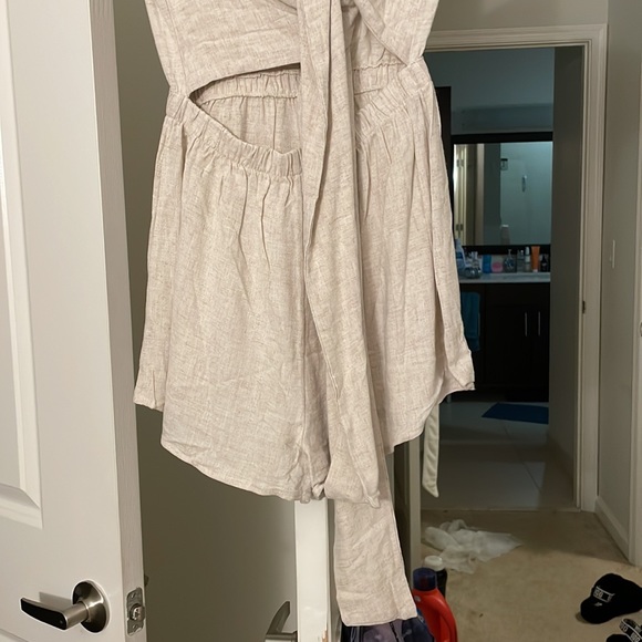 Princess Polly Ragnar Tie Front Romper Beige - Picture 11 of 15